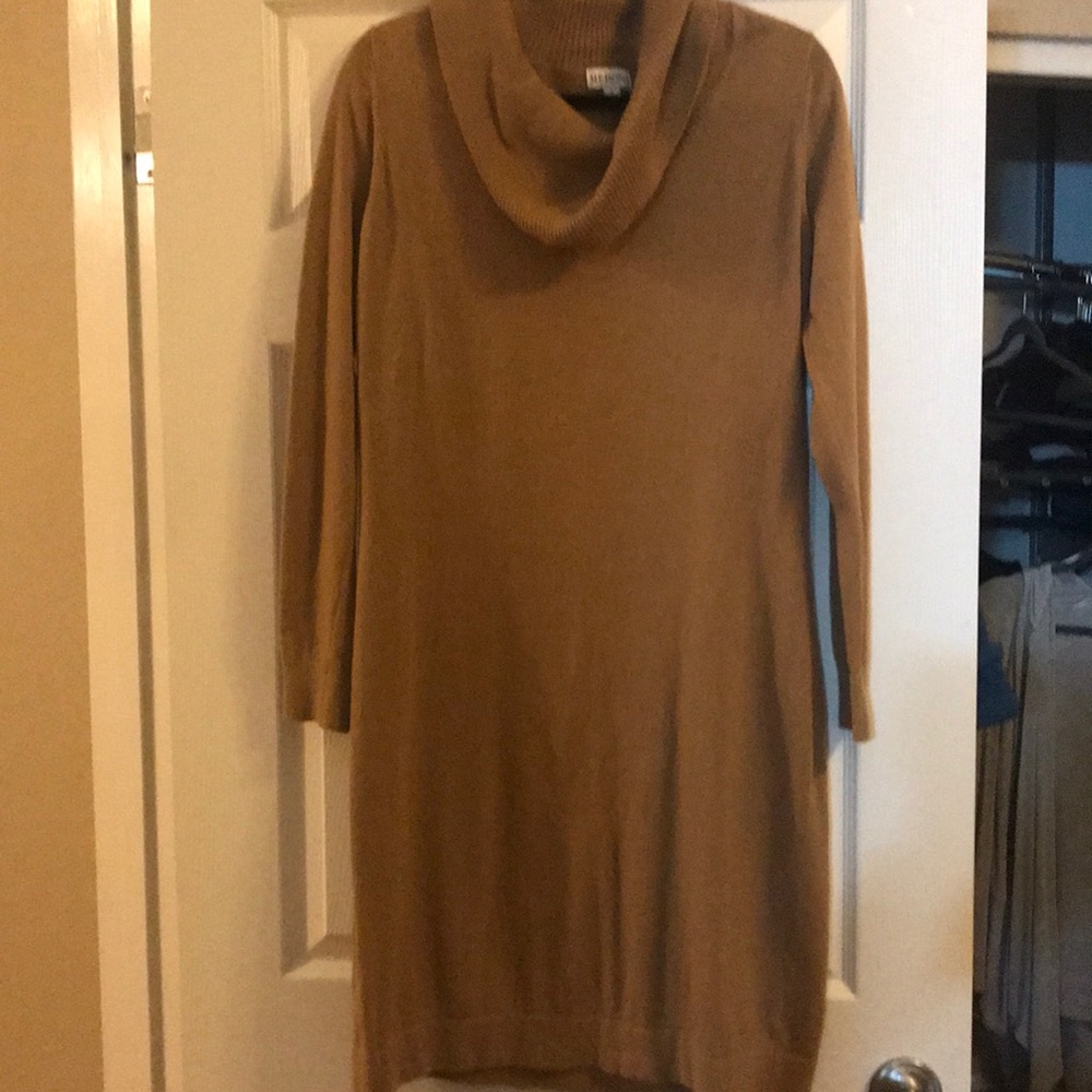 Cowell neck sweater dress, peanut butter color